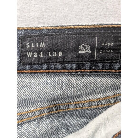 Bullhead Denim Co Jeans Mens 34x30 Gray Washed Slim Fit Zip Fly Straight Leg - Picture 14 of 15